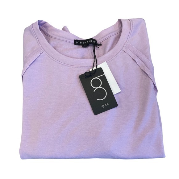 GIBSONLOOK Purple Raw Edge Long Sleeve Pullover Sweatshirt - Small - Picture 2 of 2